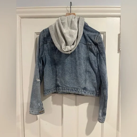 Veronica Beard Blue Denim Jacket with Gray Hoodie - Picture 6 of 7